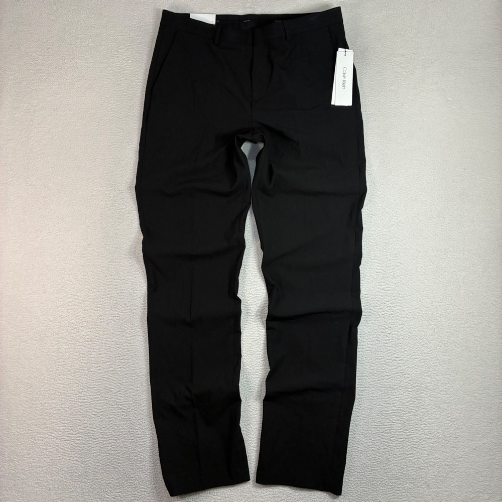 Calvin Klein Infinite Slim Dress Pants Men 34x34 Black Stretch Preppy Office NWT
